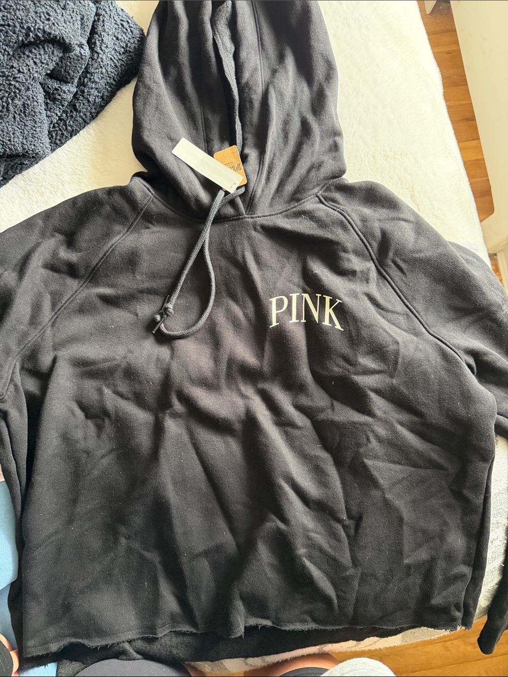 PINK Victoria's Secret Black Hoodie with White Logo